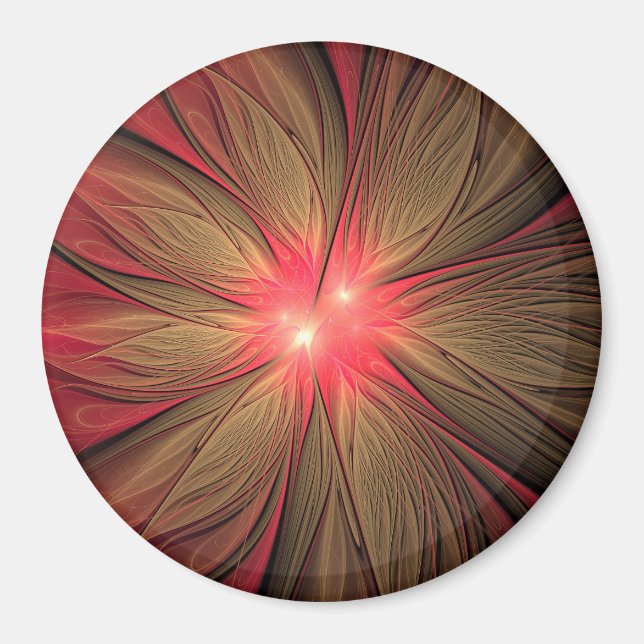 Red Fansy fractal Blommor Magnet (Framsidan)