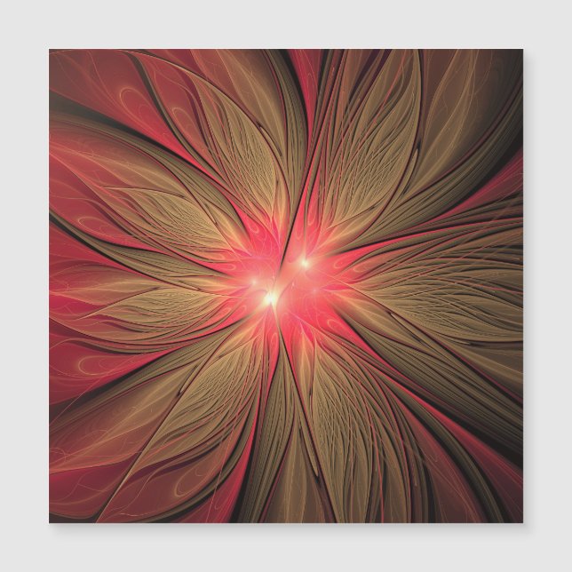 Red Fansy fractal Blommor Magnetisk Inbjudningskort (Framsida)
