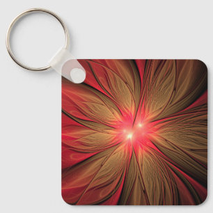 Red Fansy fractal Blommor Nyckelring