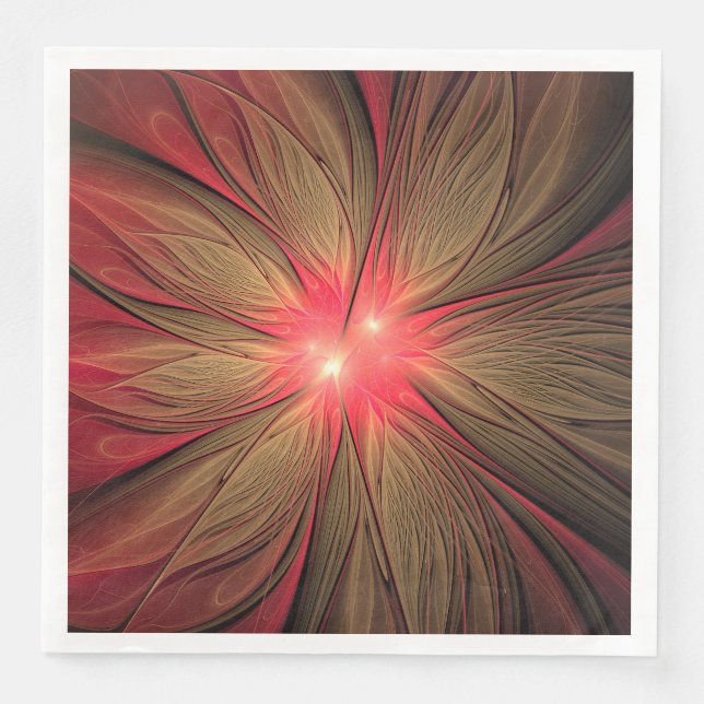 Red Fansy fractal Blommor Pappersservett (Framsida)