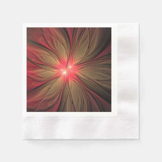 Red Fansy fractal Blommor Pappersservett (Framsidan)