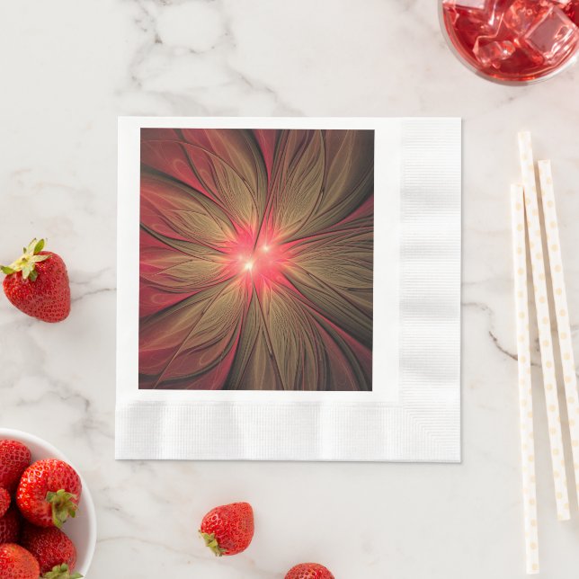 Red Fansy fractal Blommor Pappersservett (Insitu)