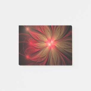 Red Fansy fractal Blommor Post-it Block