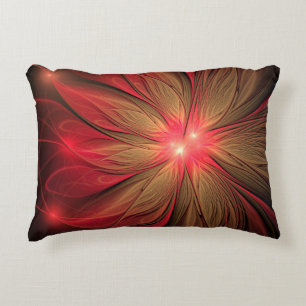 Red Fansy fractal Blommor Prydnadskudde