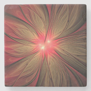 Red Fansy fractal Blommor Stenunderlägg