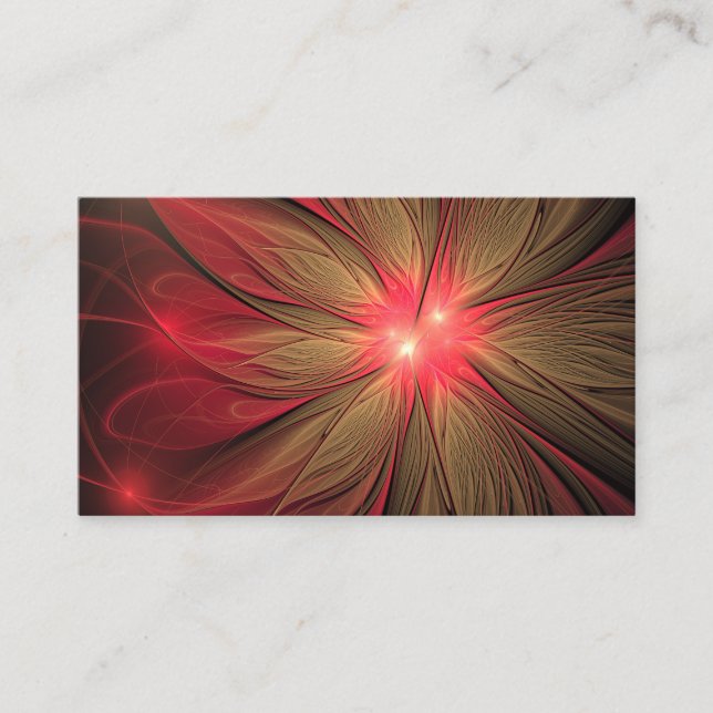 Red Fansy fractal Blommor Visitkort (Framsida)