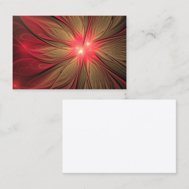 Red Fansy fractal Blommor Visitkort (Fram/baksida)