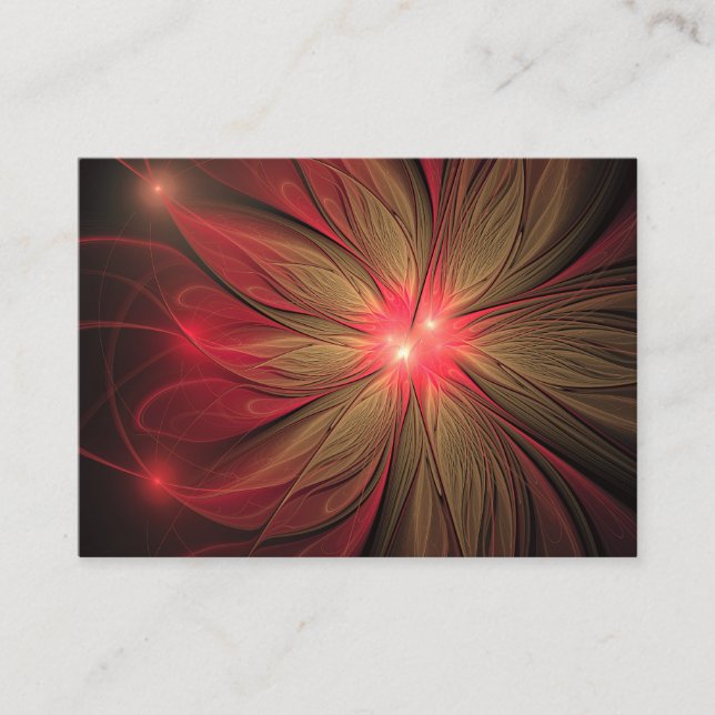 Red Fansy fractal Blommor Visitkort (Framsida)