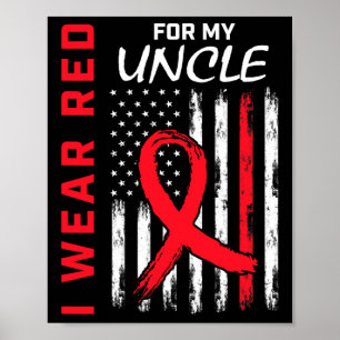 Red farbror Heart Disease Awareness Flagga Niece N Poster