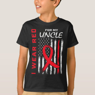 Red farbror Heart Disease Awareness Flagga Niece N T Shirt