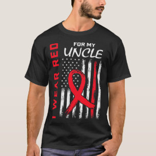 Red farbror Heart Disease Awareness Flagga Niece N T Shirt