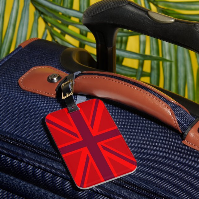 Red Färg Background British Union Jack Bagagebricka (Framsida Insitu 1)