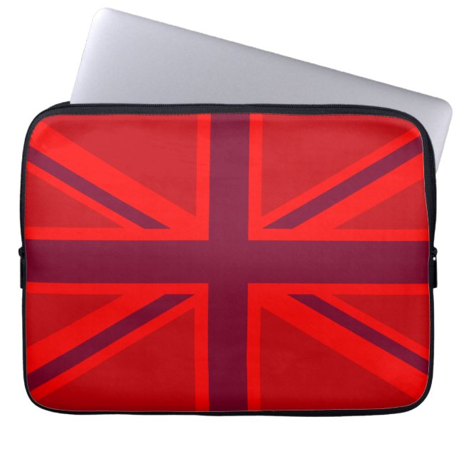 Red Färg Background British Union Jack Laptop Fodral (Framsidan)