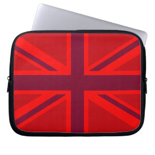 Red Färg Background British Union Jack Laptop Sleeve