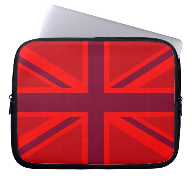 Red Färg Background British Union Jack Laptop Sleeve (Framsidan)