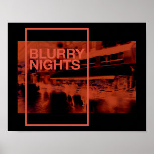 Red färg digital art: Blurry Nights Poster