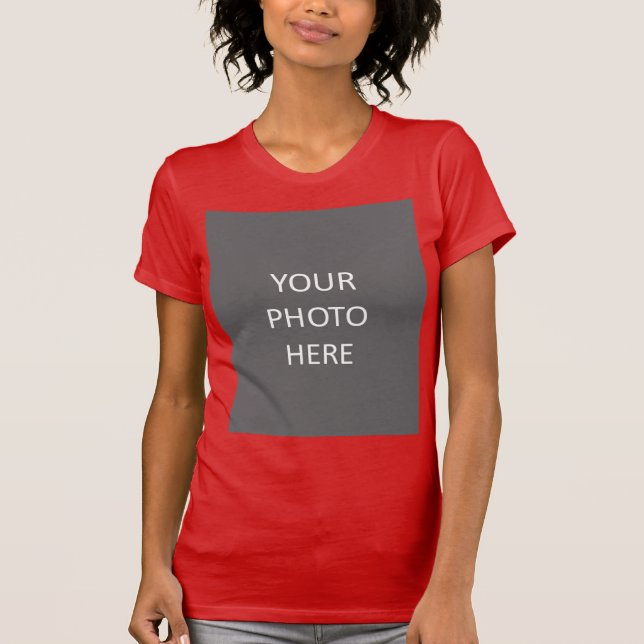 Red Färg Lägg till bildfotot Bild Logotyp T Shirt (Framsida)