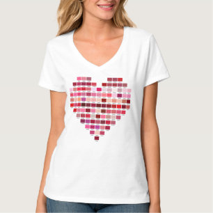 Red Färg Palette, hjärtformade röda färgrutor T Shirt