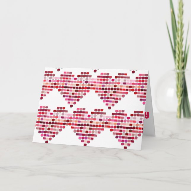 Red Färg Palette, hjärtformade röda toner Helgkort (Framsida)