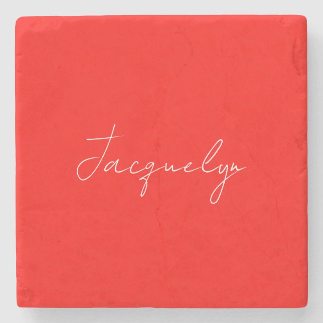 Red Färg Plain Elegant Modern minimalist Namn Stenunderlägg (Framsidan)