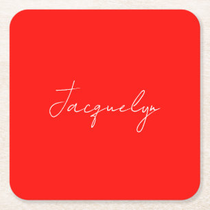 Red Färg Plain Elegant Modern minimalist Namn Underlägg Papper Kvadrat