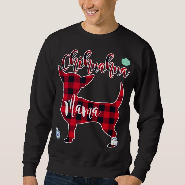 Red Färg Play Chihuahua Mamma Lång Ärmad Tröja (Framsida)