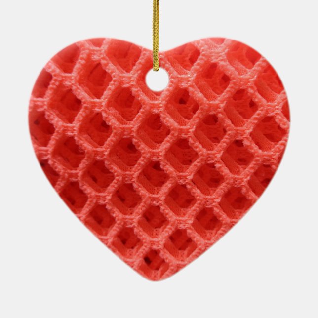 Red Färgad Crochet Fabric-utseende Julgransprydnad Keramik (Baksidan)