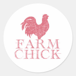 Red Farm Chick med Tupp Runt Klistermärke