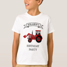 Red Farm Tractor Barns födelsedag Party T Shirt