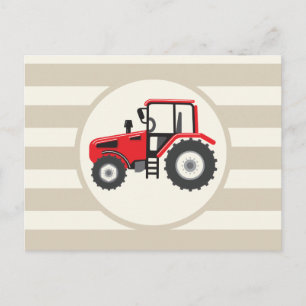 Red Farm Tractor på Tan Rand Vykort