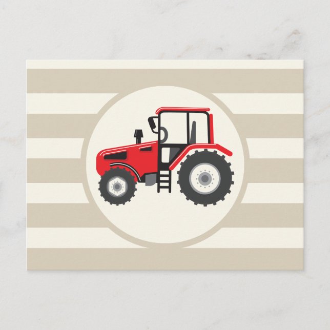 Red Farm Tractor på Tan Rand Vykort (Framsida)