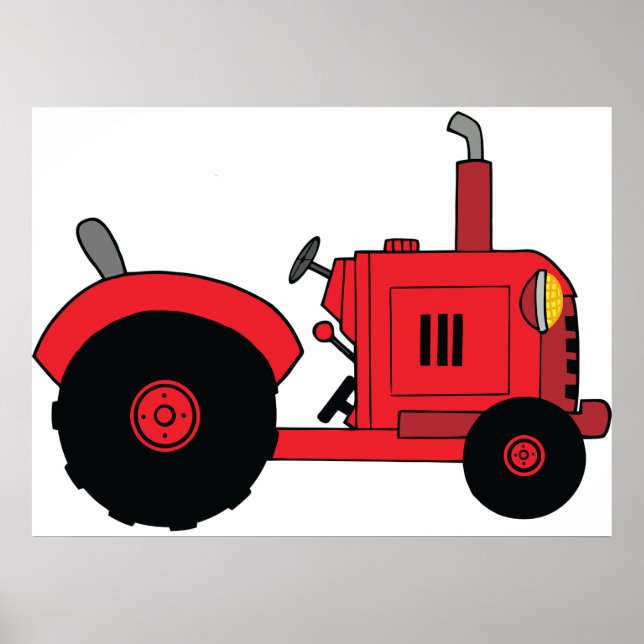 Red Farm Tractor Vehicle Poster (Framsidan)