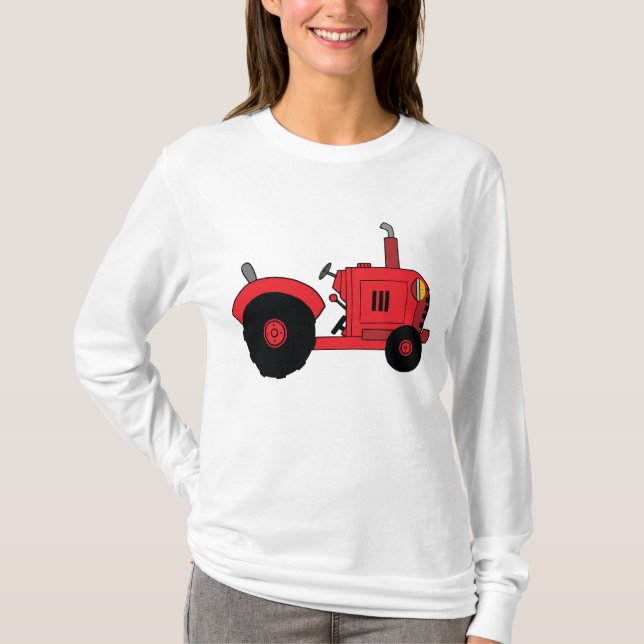 Red Farm Tractor Vehicle T Shirt (Framsida)