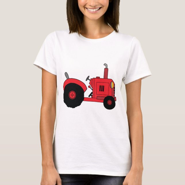 Red Farm Tractor Vehicle T Shirt (Framsida)
