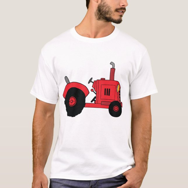 Red Farm Tractor Vehicle T Shirt (Framsida)