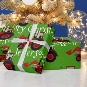 Red Farm Trtors på Grönt jul Presentpapper