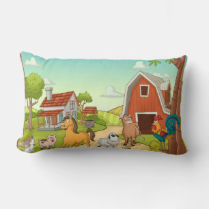 Red Farmhouse Barn and Farmyard Animals Lumbarkudde
