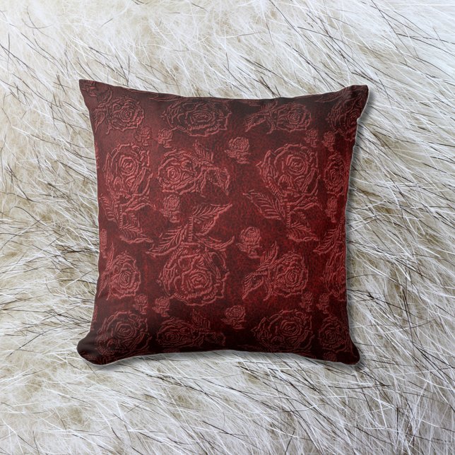 Red Faux Embossed Ro Leather Kudde (Skapare uppladdad)