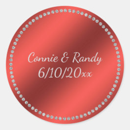 Red Faux Foil Bröllop Sticker Runt Klistermärke