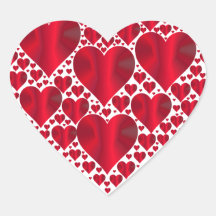 Red Faux Foil Heart Stickers