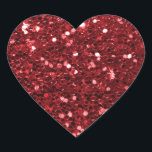 Red Faux Glitter Hjärtformat Klistermärke<br><div class="desc">Stor rödfaux glitter. OBSERVERA: Det här är platt tryckt grafik - inga upphöjda delar.</div>