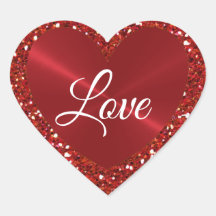 Red Faux Glitter och Heart Shaped Sticker