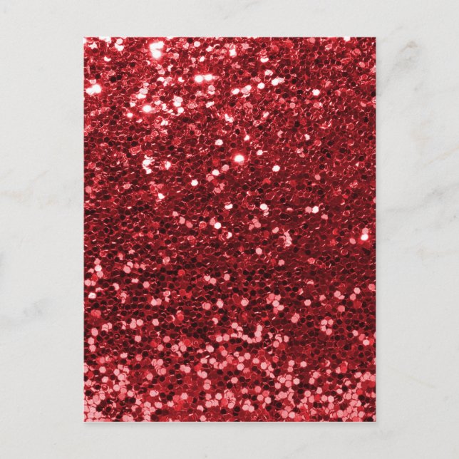 Red Faux Glitter Vykort (Framsida)