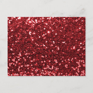 Red Faux Glitter Vykort
