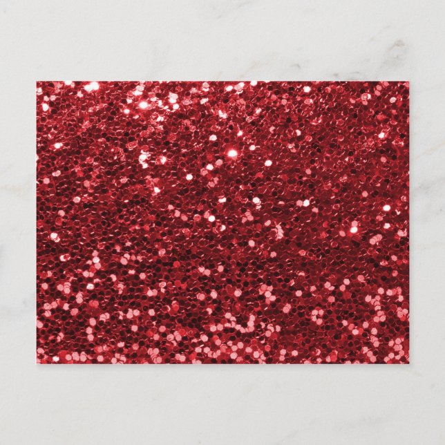 Red Faux Glitter Vykort (Framsida)