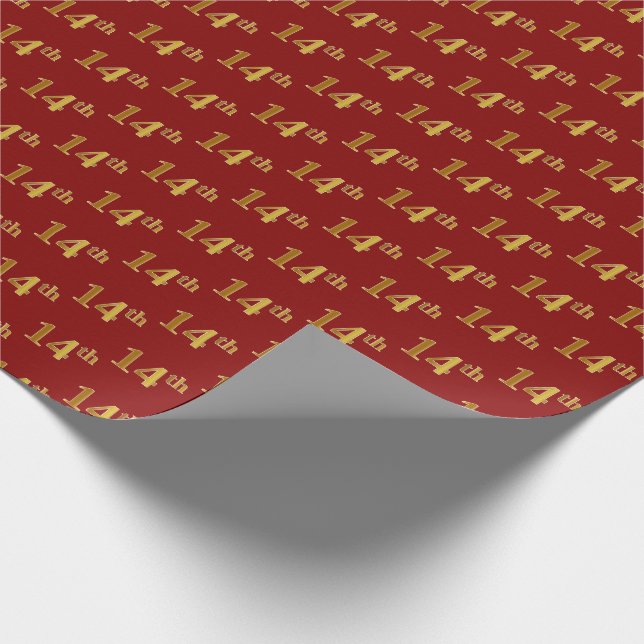 Red, Faux Guld 14:e (fjortonde) händelsen Presentpapper (Hörn)