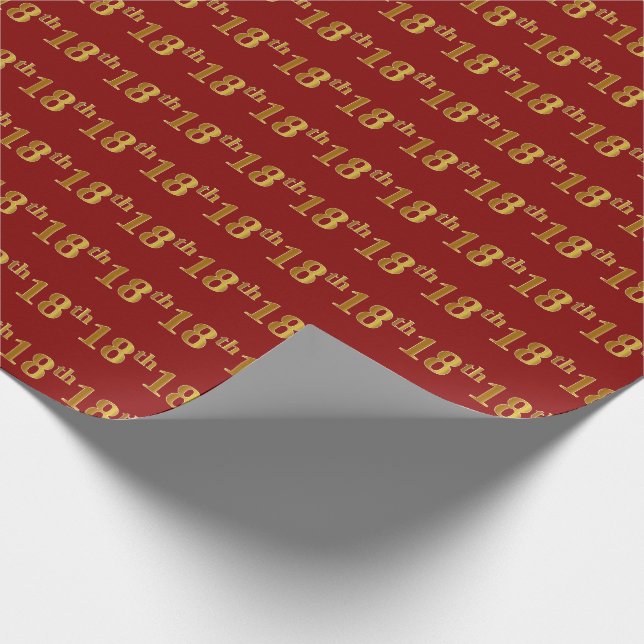 Red, Faux Guld 18:e (artonde) händelsen Presentpapper (Hörn)