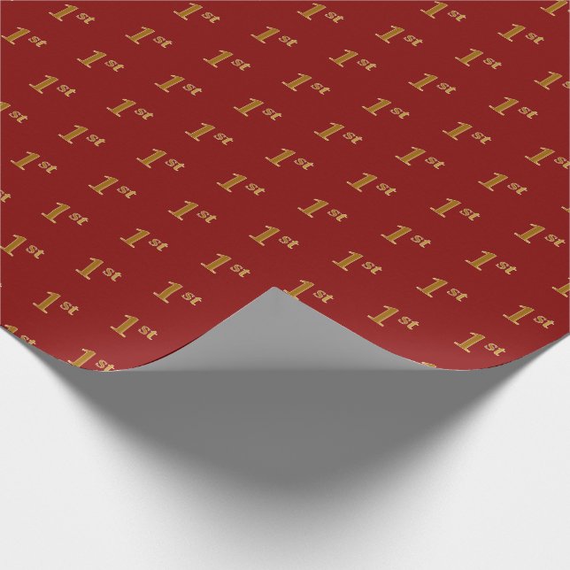 Red, Faux Guld 1st (First) Event Wrapping Papper Presentpapper (Hörn)