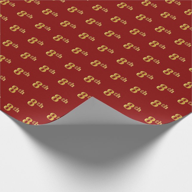 Red, Faux Guld 8:e (åttonde) händelsen Presentpapper (Hörn)