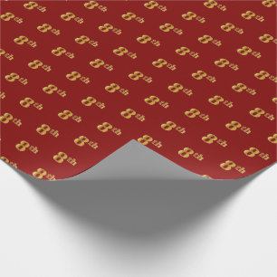 Red, Faux Guld 8th (åttonde) Event Wrapping Papper Presentpapper